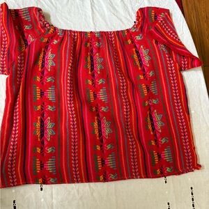 Vibrant Red Embroidered Women's Top